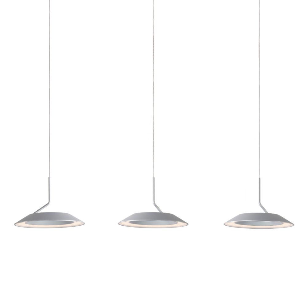 Koncept Lighting RYP-L3-SW-SIL Royyo LED Pendant (linear with 3 pendants), Silver, Silver Canopy